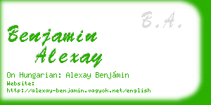 benjamin alexay business card